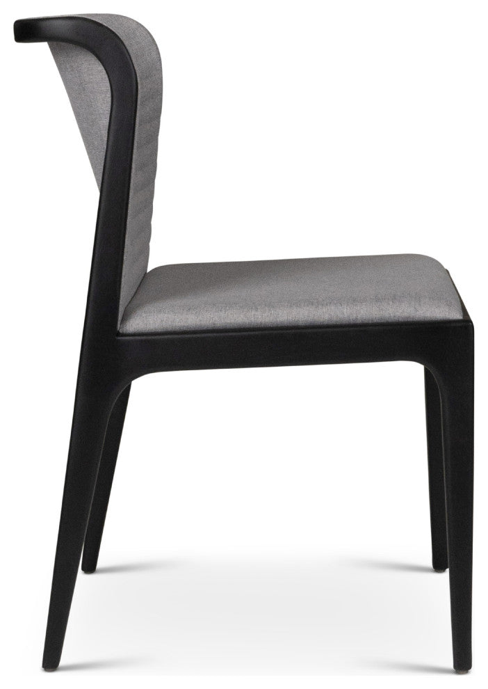 Modern Brazilian Eloa Side Chair Essence Gray Seat Ebano Frame