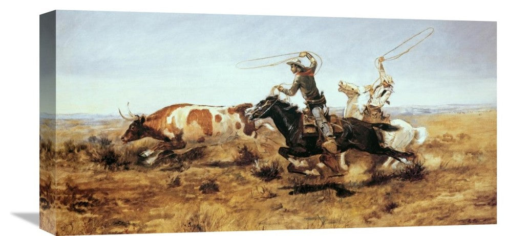 "O. H. Cowboys Roping a Steer" Artwork, 24" x 12"