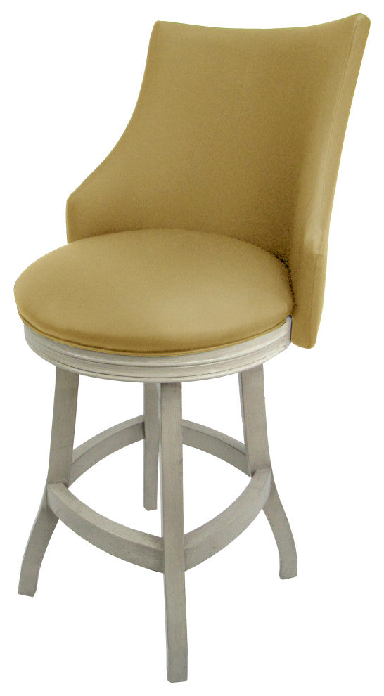 Swivel Wood Counter Bar Stool 26", Bellissima, Tan - Antique White