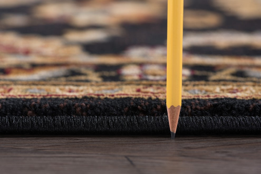 Charlotte Traditional Oriental Black Runner Rug, 2'x7'