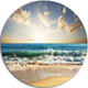 Cloudy Sky And Vibrant Blue Sea, Seashore Disc Metal Artwork, 23"