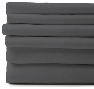 6-Piece 1800 Cotton Bamboo 4 Pillowcases Sheet Deep Pocket, Gray, Full / Double