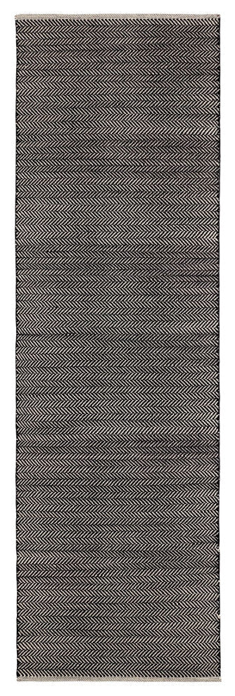 Dash & Albert Herringbone Black/Ivory Indoor/Outdoor Rug, Black, 2'6" x 8'