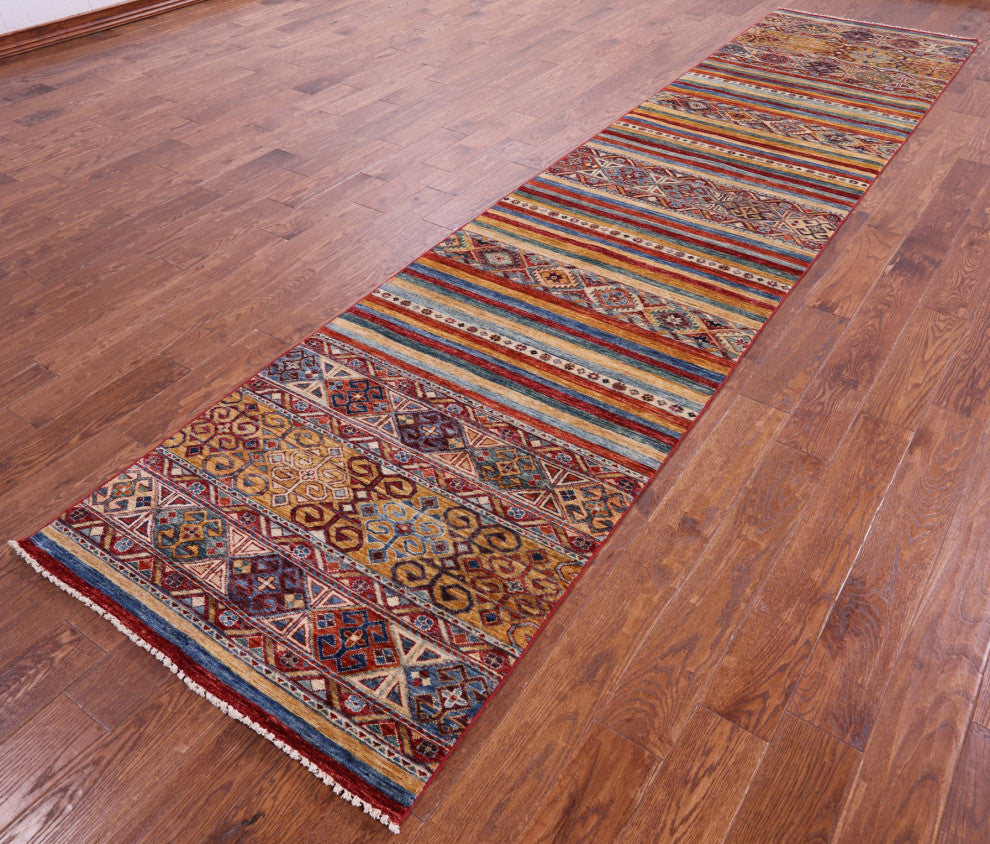 3' 1" X 13' 10" Khorjin Super Kazak Hand Knotted Runner Rug Q10856