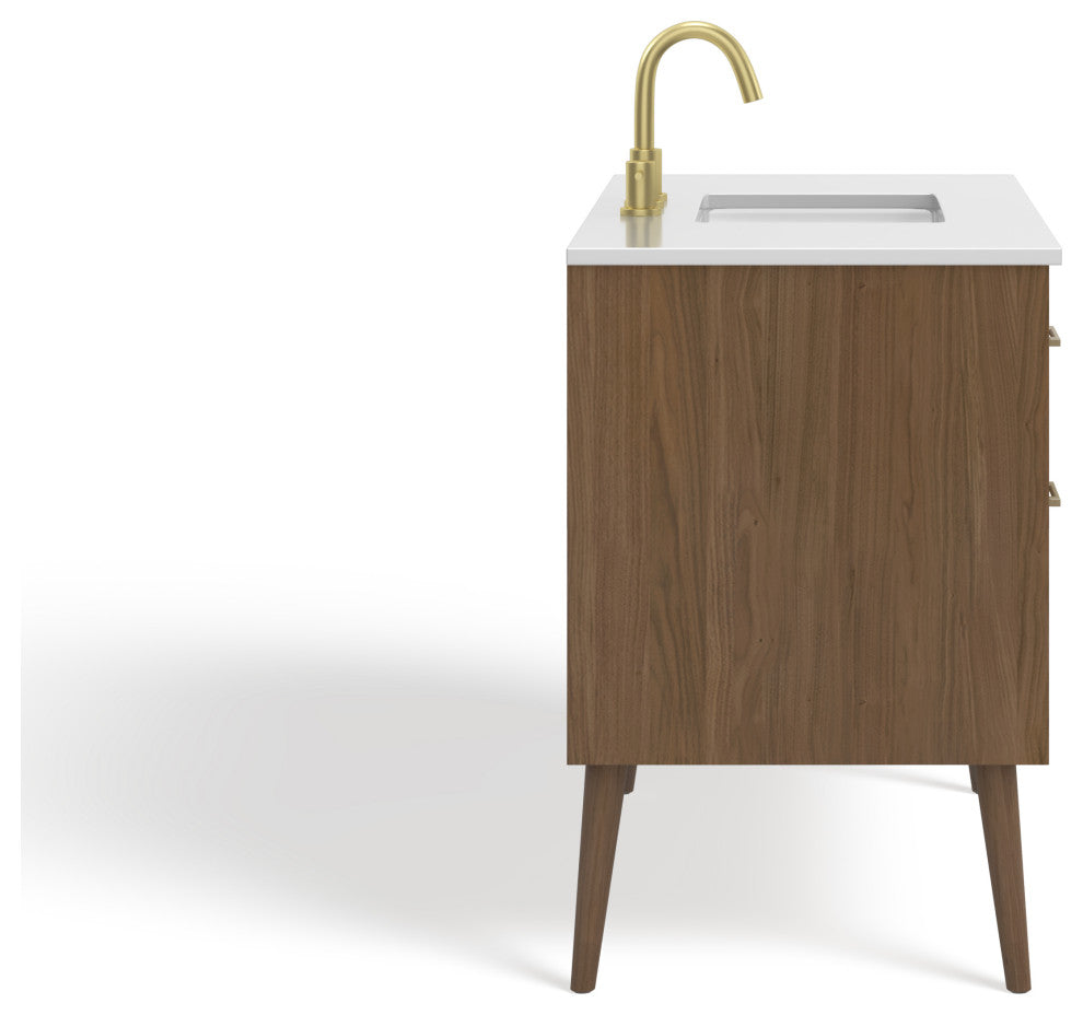 The Richmond Bathroom Vanity, Walnut, 42", Single Sink, Freestanding