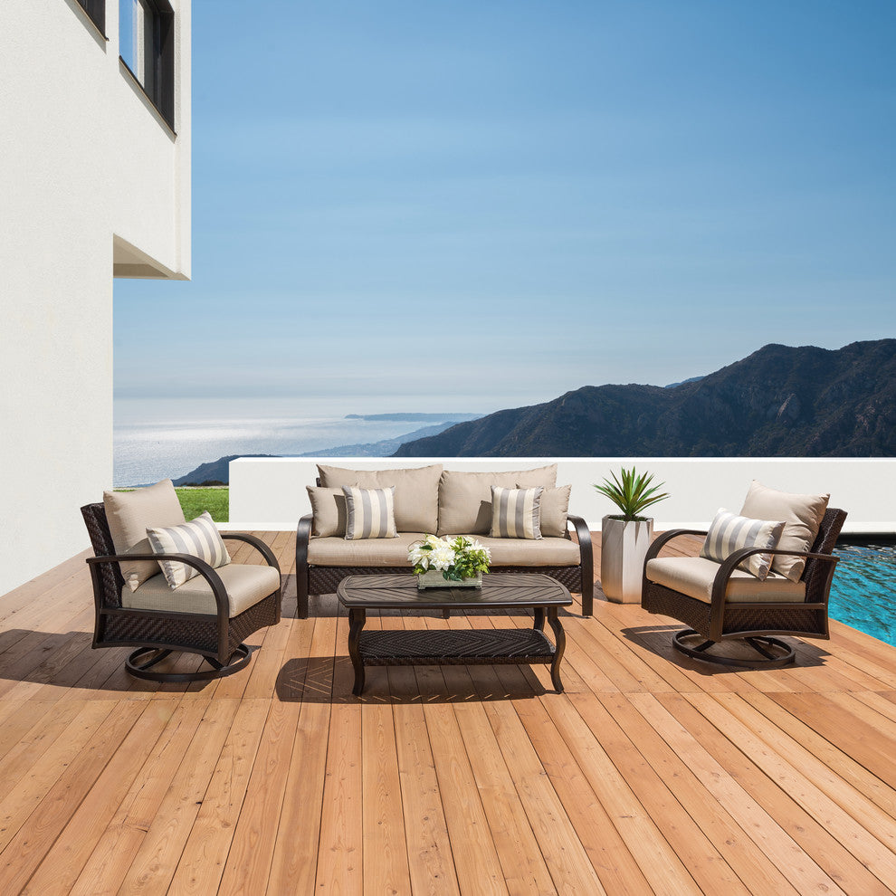 Barcelo 4 Piece Aluminum Outdoor Patio Motion Club and Sofa Set, Slate Gray