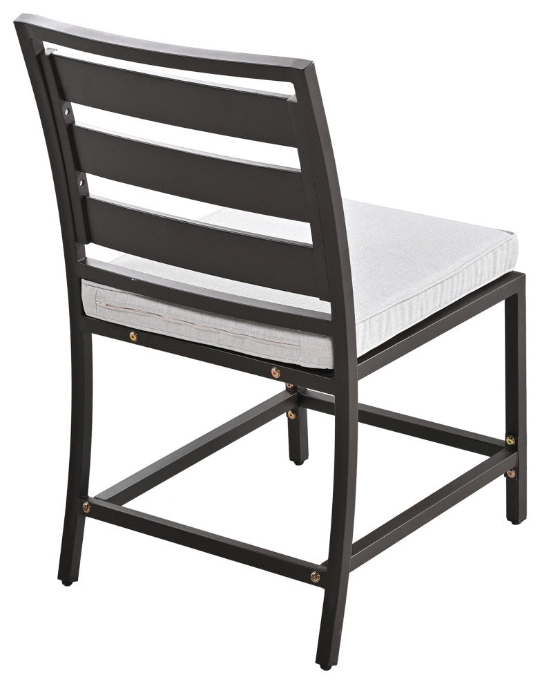 5-Piece Outdoor Steel Patio Dining Set with table and four chairs, Dark Brown