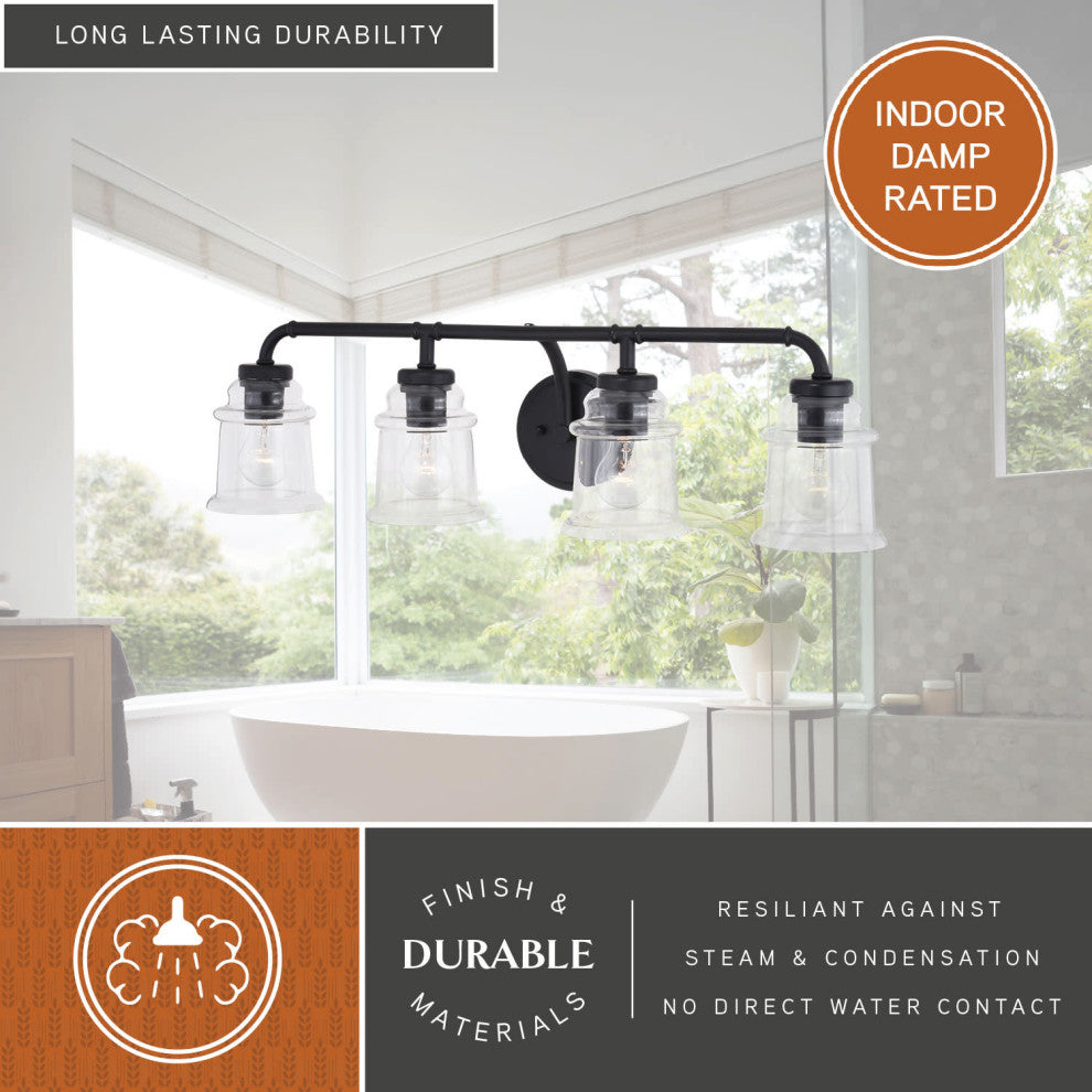 Toledo 4 Light Vanity Matte Black