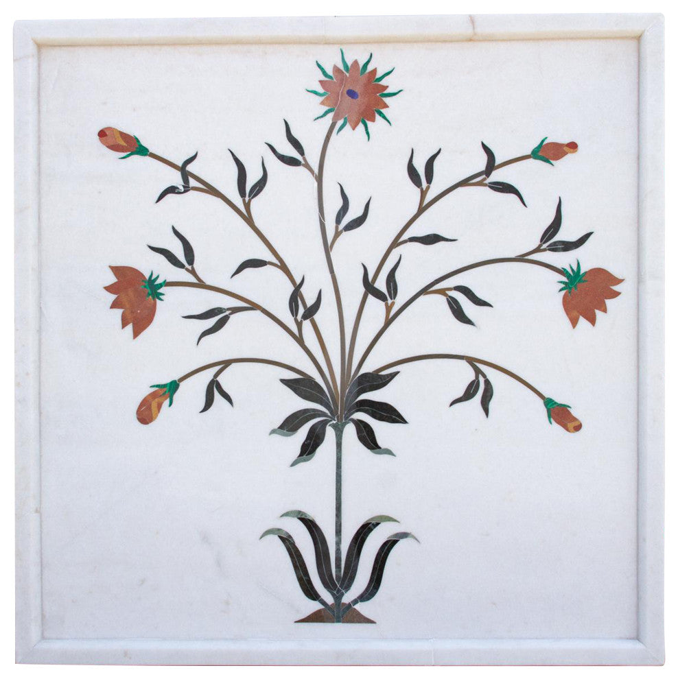 Marble Gemstone Inlay Campanula Wall Panel