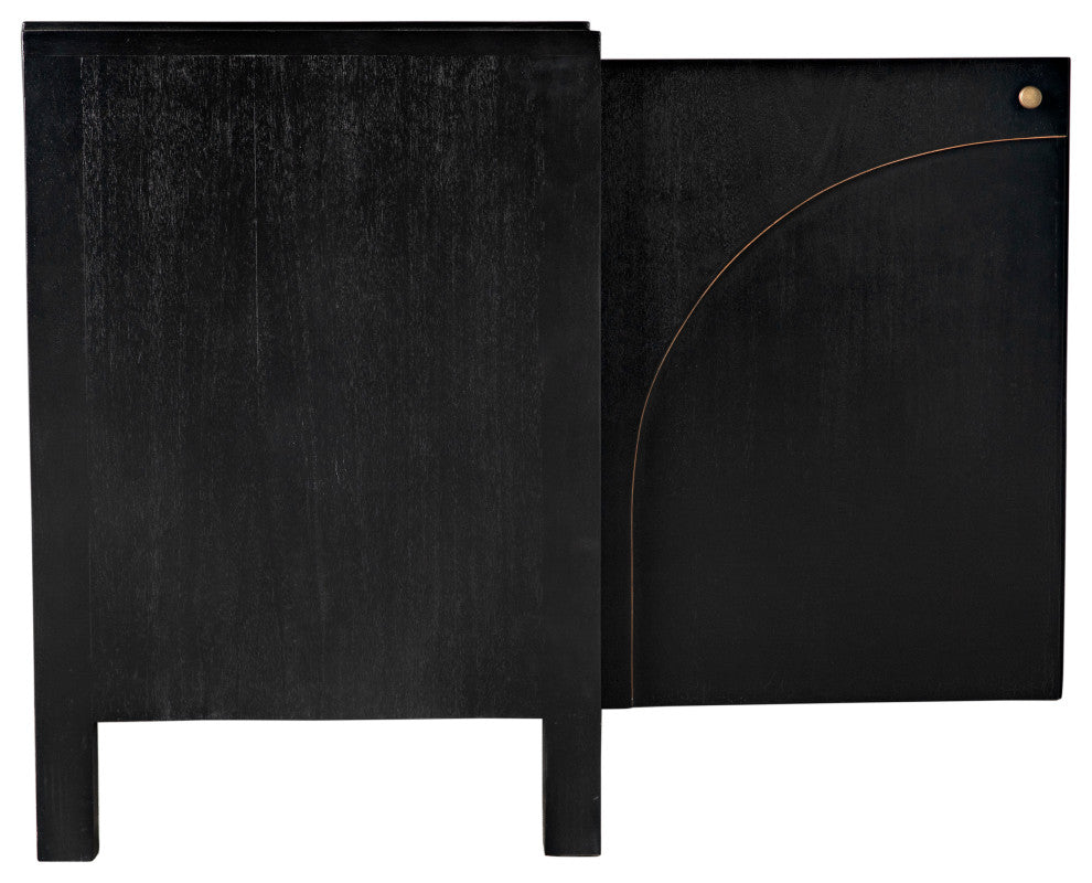 NOIR Furniture Weston Sideboard, Hand Rubbed Black With Light Brown Trim GCO
