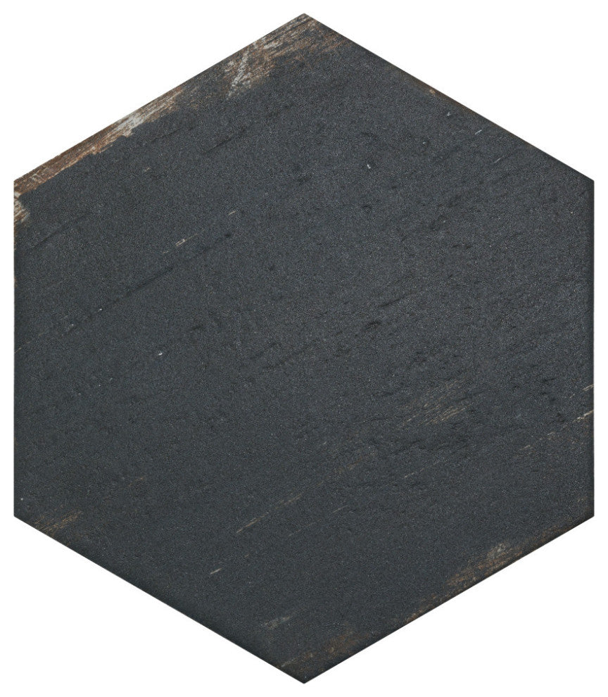Retro Mini Hex Nero Porcelain Floor and Wall Tile