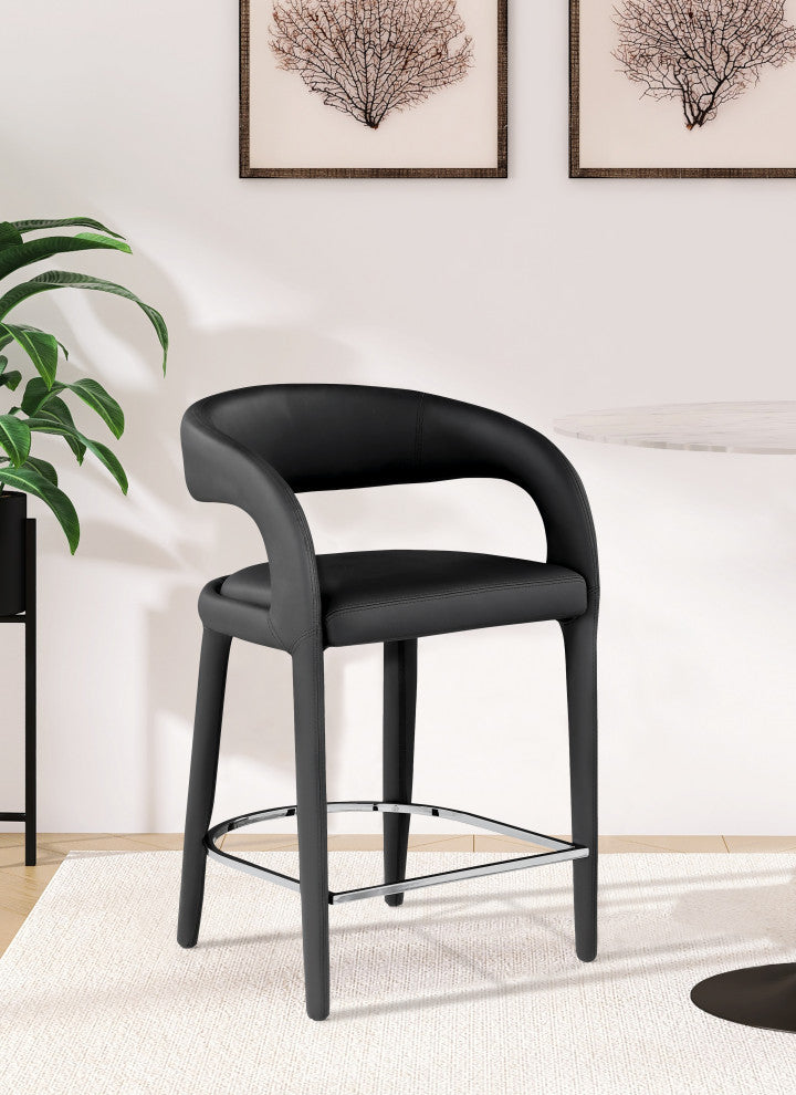 Sylvester Faux Leather Stool, Black