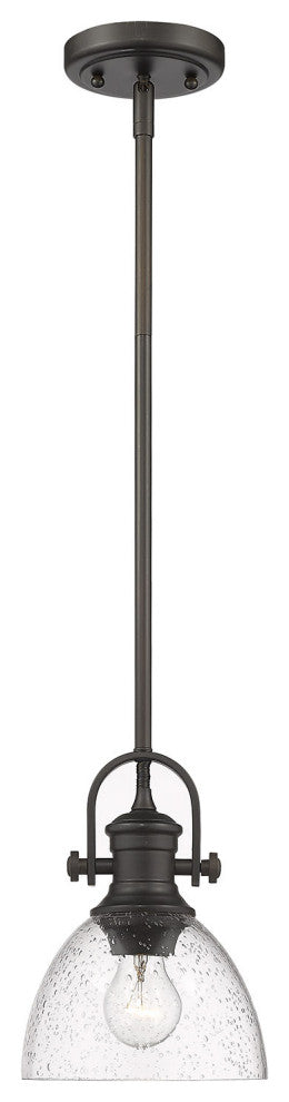 Golden Lighting 3118-M1L Hines 7"W Mini Pendant - Rubbed Bronze / Seeded