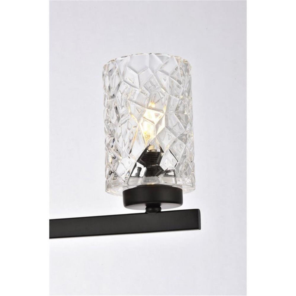 Maklaine Modern 5-Light Metal Bath Sconce in Black and Clear Finish