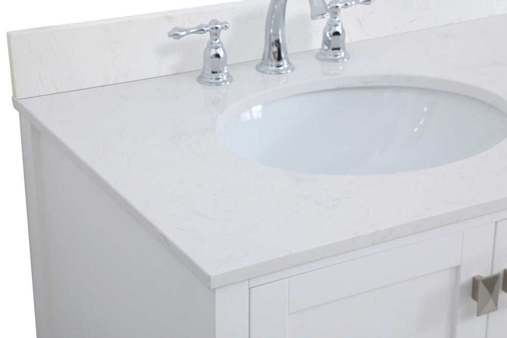 Iris 42" Single Bathroom Vanity, White With Backsplash