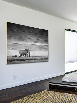 "Elephant" UV Ink Print on White Wood60"x40", 60"x40"