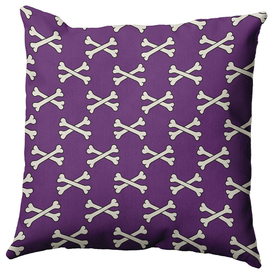 20"x20" Cross Bones Decorative Throw Pillow, Amethyst