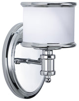 Carlisle Vanity Light, Chrome, White Frosted Opal Glass, 1-Light