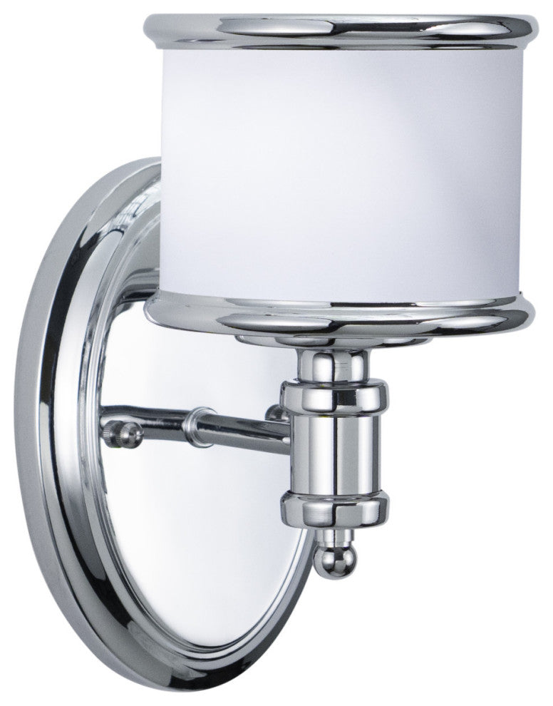 Carlisle Vanity Light, Chrome, White Frosted Opal Glass, 1-Light