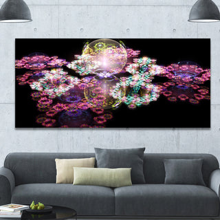 Pink Water Drops on Mirror, Oversized Abstract Canvas Art Print, 60x28