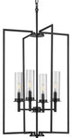 Kellwyn 4-Light Matte Black Clear Glass Transitional Foyer Pendant Light