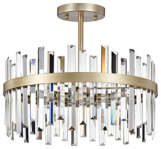 Eva Brushed Silver-ish Champagne Drum Crystal Prism Flush Mount