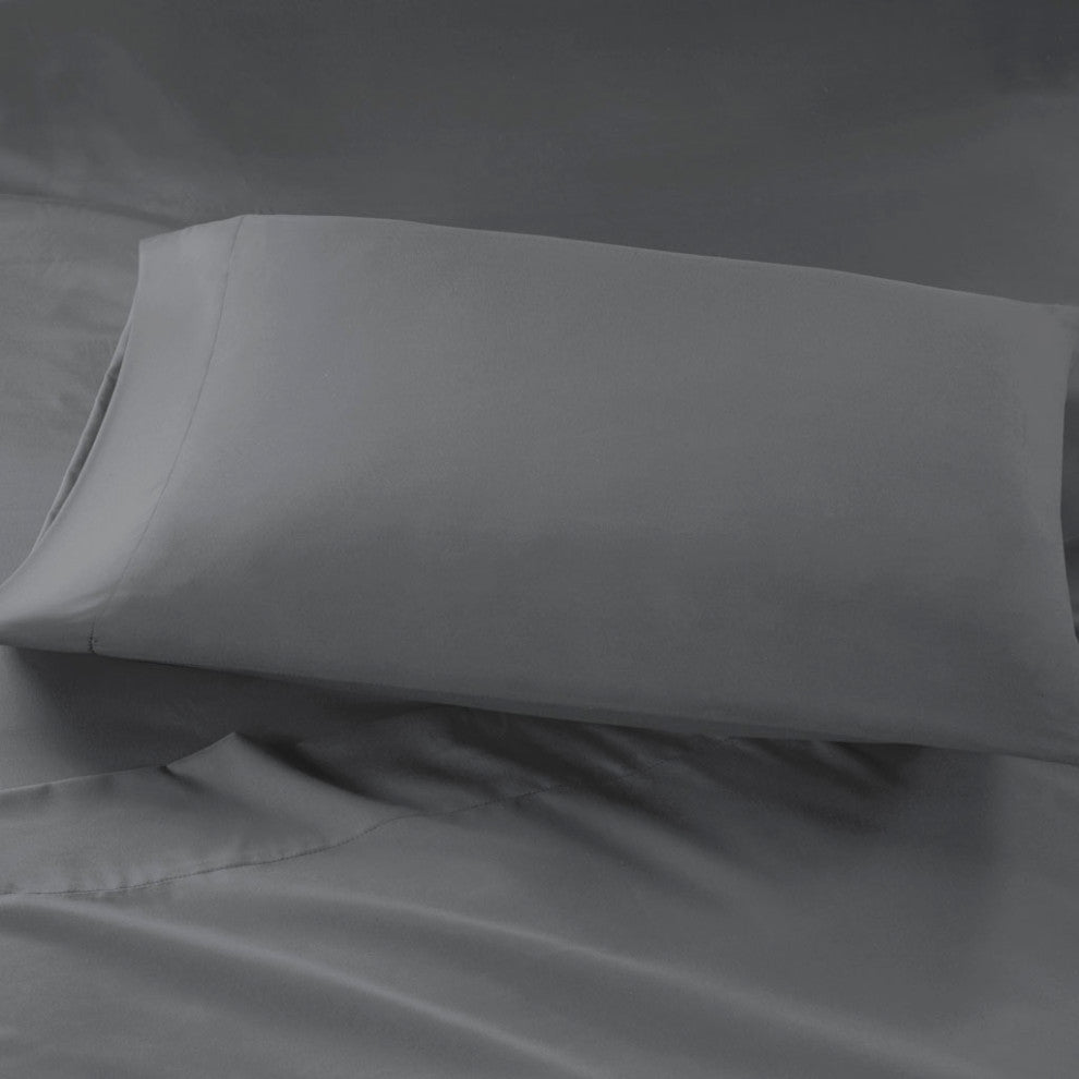Intelligent Design Microfiber Sheet Set With Side Storage Pockets, Charcoal