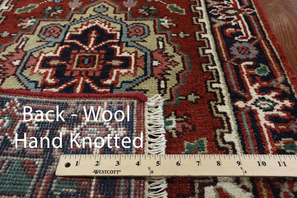 Oriental 3'x20' Red & Blue Heriz Serapi Runner Hand Knotted Wool Rug H9238