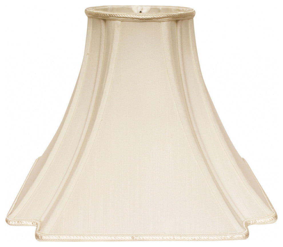 12" Ivory Slanted Notch Square Shantung Lampshade