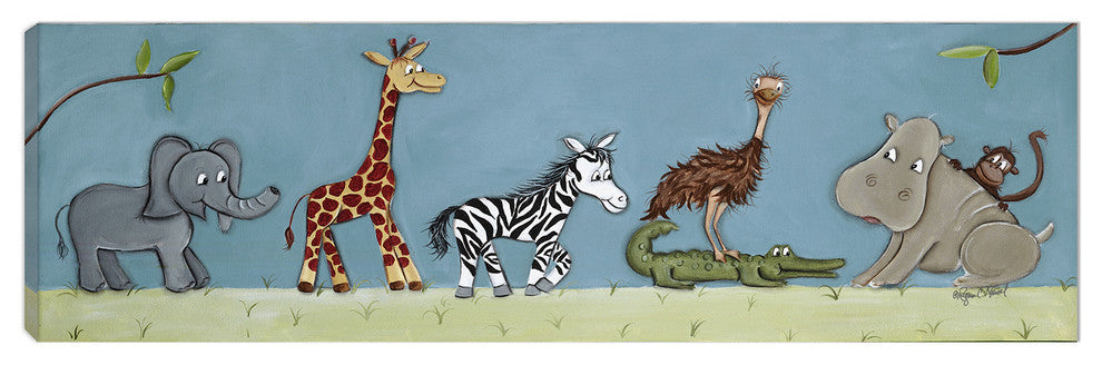 Safari Parade Stretched Canvas