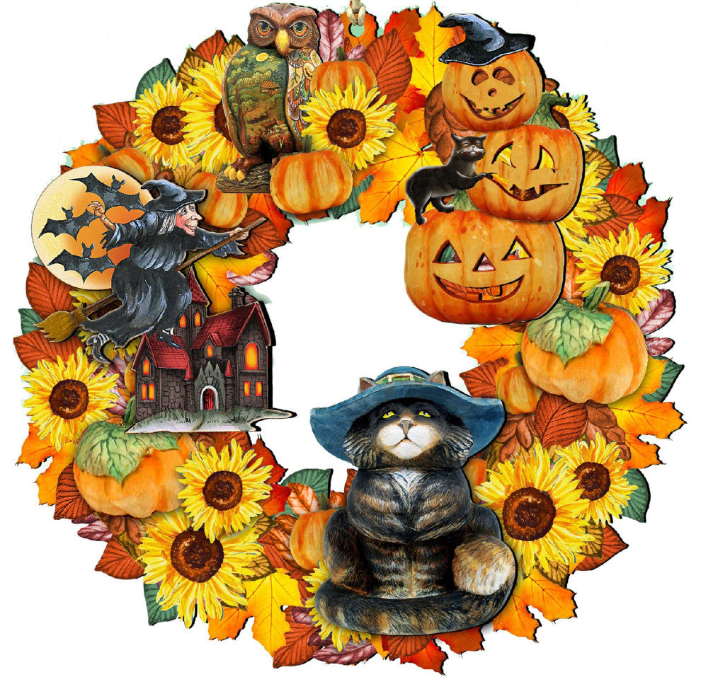 Halloween Wreath Wood Door Hanger