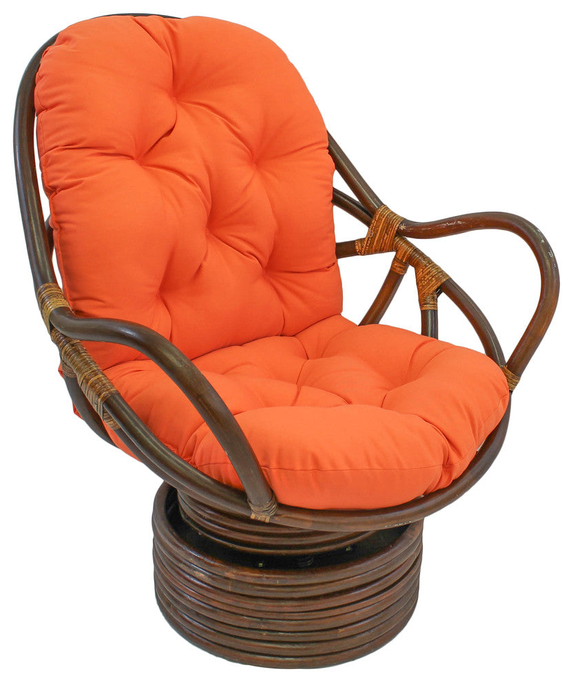 48"x24" Solid Twill Swivel Rocker Cushion, Tangerine Dream