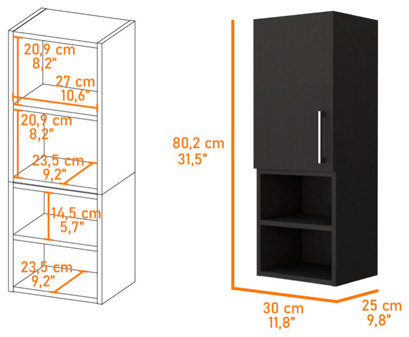 Medicine Cabinet Jozz, Bathroom, Black