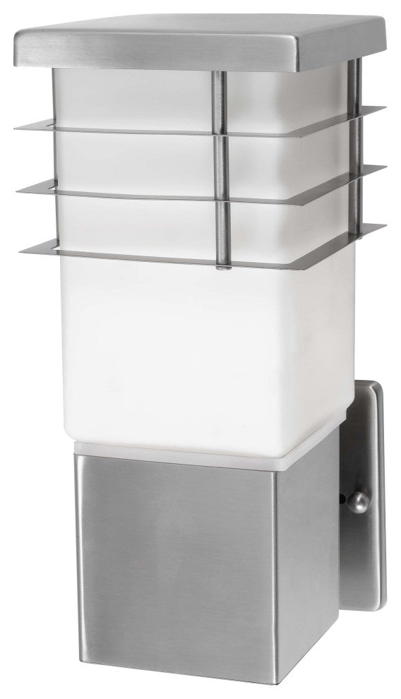 1x60W Outdoor Wall Light With Stainless Steel Finish and Opal Frosted Glass
