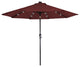 9ft Solar Lighted Outdoor Patio Umbrella With Hand Crank and Tilt Burgundy
