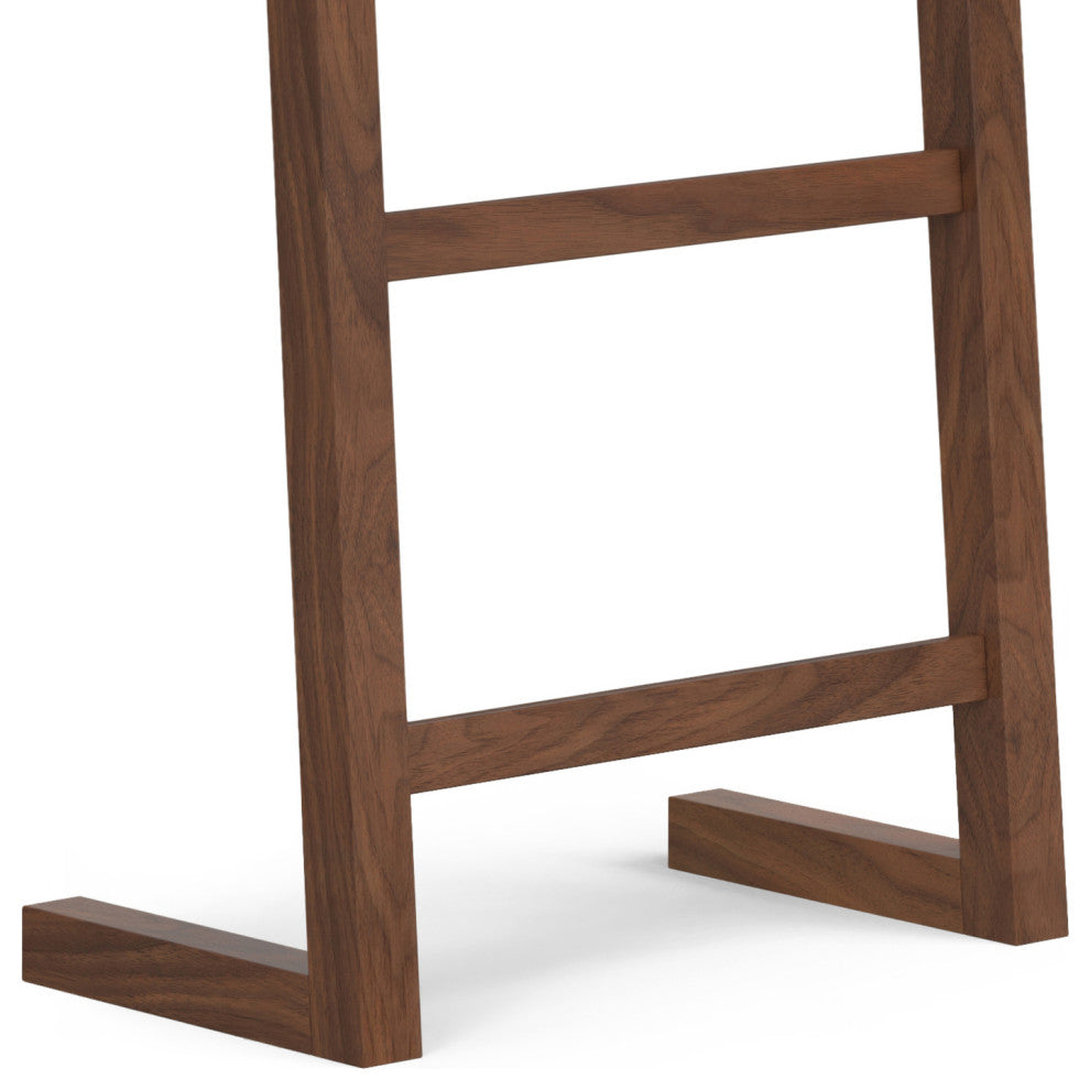 Bray Solid Acacia Wood Bath Towel and Blanket Ladder Shelf, Natural Walnut