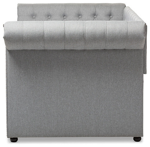 Mabelle Modern Gray Fabric Trundle Daybed