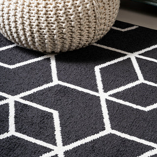 Tumbling Blocks Modern Geometric Black/White 8'x10' Area Rug