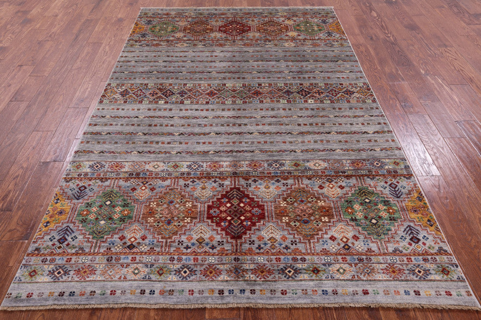 5' 8" X 8' 9" Super Kazak Khorjin Handmade Rug - Q12308