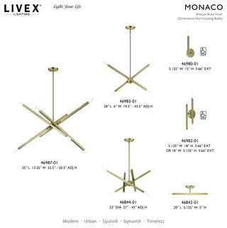 Livex Lighting Monaco 4-Light Antique Brass Linear Chandelier