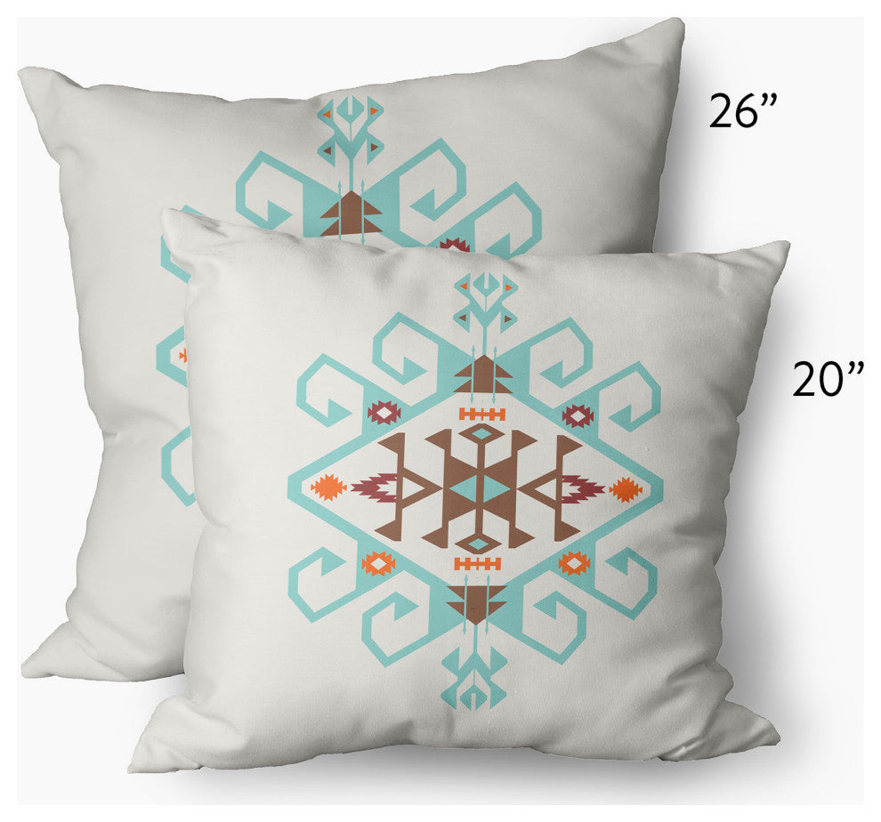 Southwest Medallion Decorative Throw Pillow, Light Blue, 26"x26"