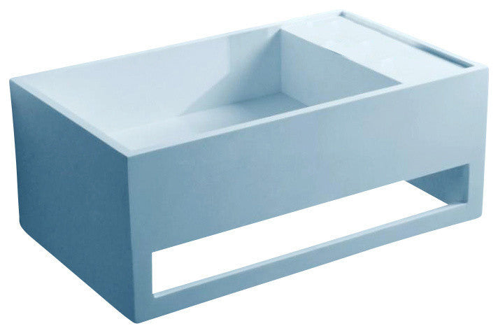 ADM Rectangular Wall Mounted Sink, White, 20", Matte White