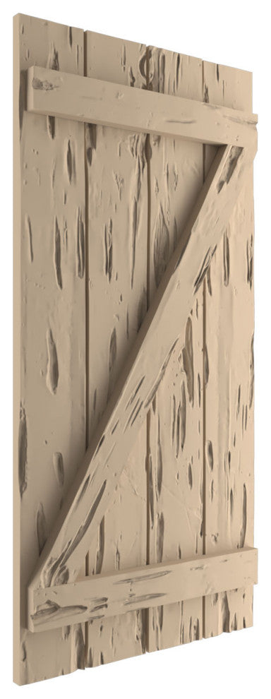 Rustic 4 Board Joined B-N-B Faux Wood Shutters, Pecky Cypress, 22x46"