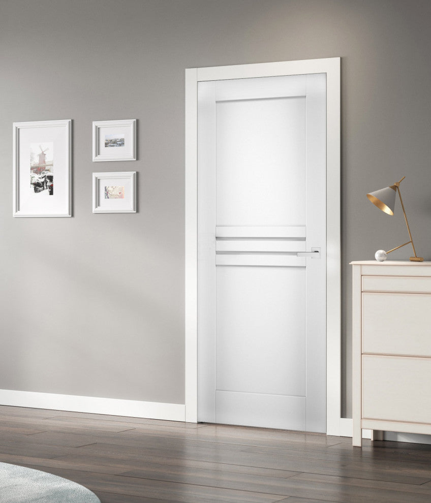 Slab Door Panel / Mela 7444 White Silk / Finished Doors, 28" X 96"