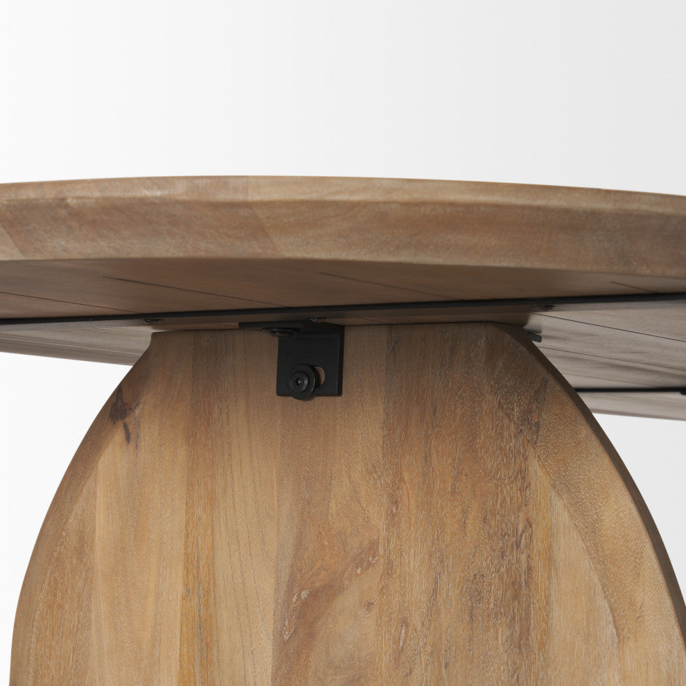 Isla Oval Dining Table with Light Brown Wood Top and Arched Legs