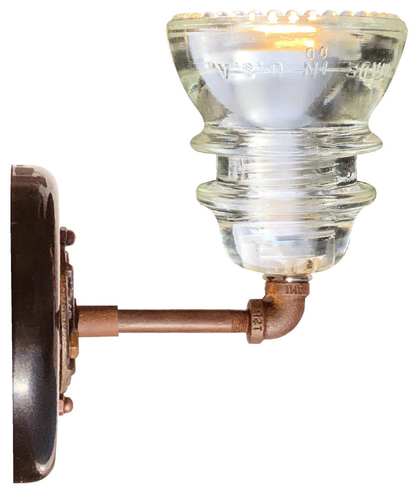 Insulator Light Sconce Rusted Steel Tube