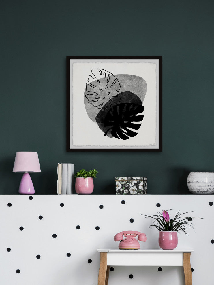 "Monstera Shadow" Framed Painting Print, 32x32