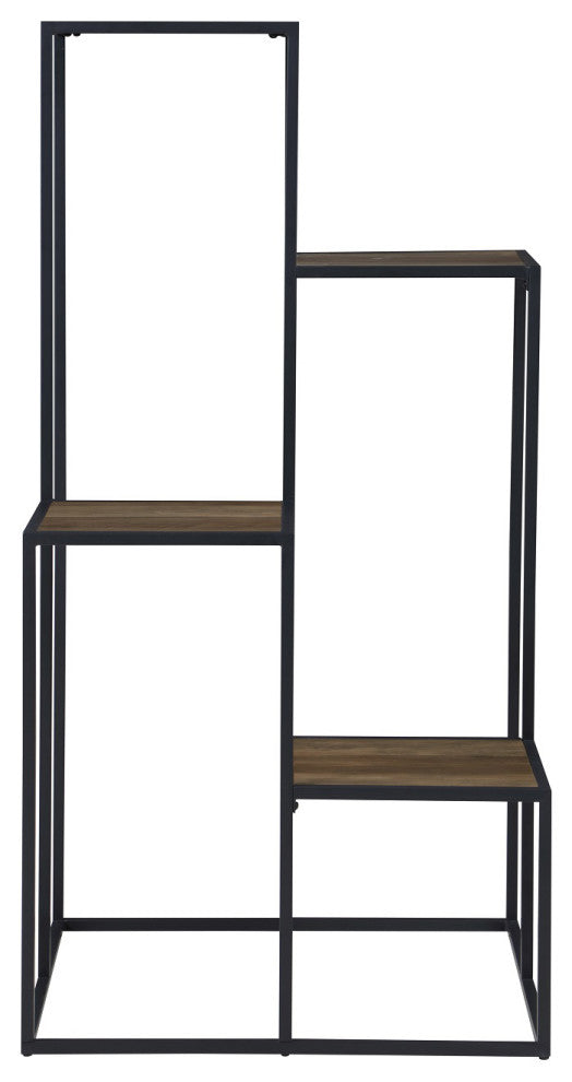 4-Tier Display Shelf, Black and Rustic Brown