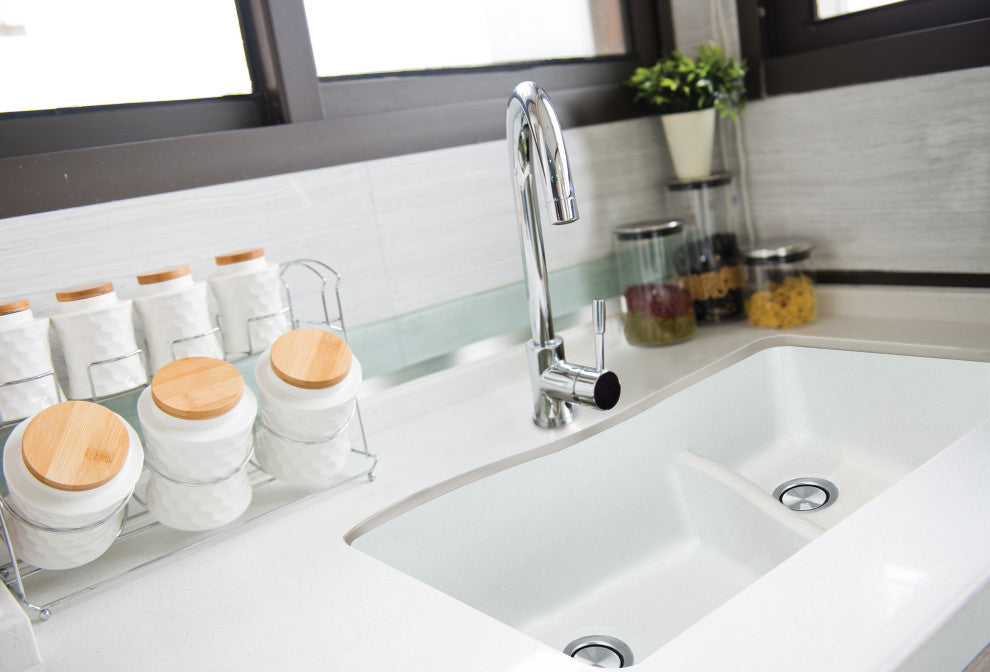 Transolid Aversa SilQ Granite 32-in. Undermount Kitchen Sink within White