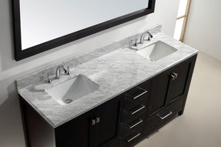 Caroline Avenue 72" Double Bathroom Vanity Set Espresso, Marble Top